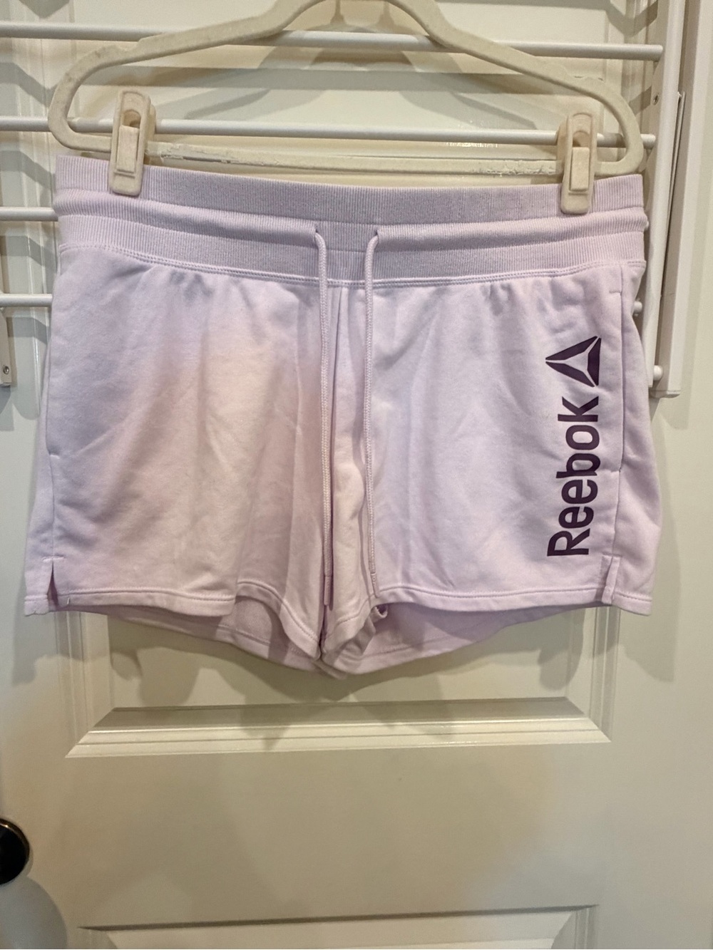 Reebok Lavender Athletic Logo Drawstring Shorts with Pockets